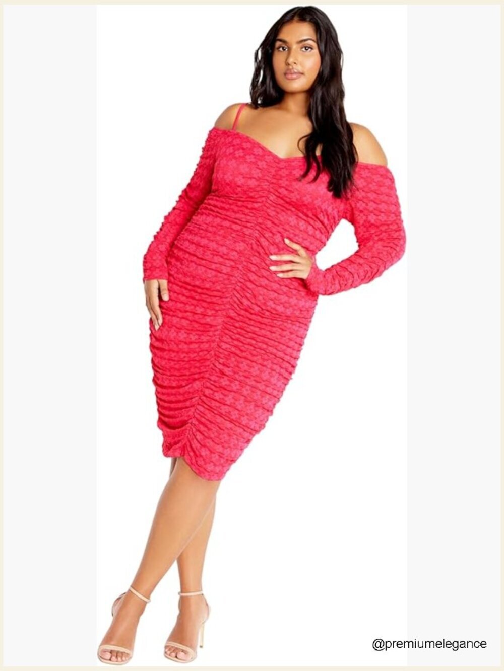Plus Size Cocktail Dress with Ruched Detail and V-Neckline